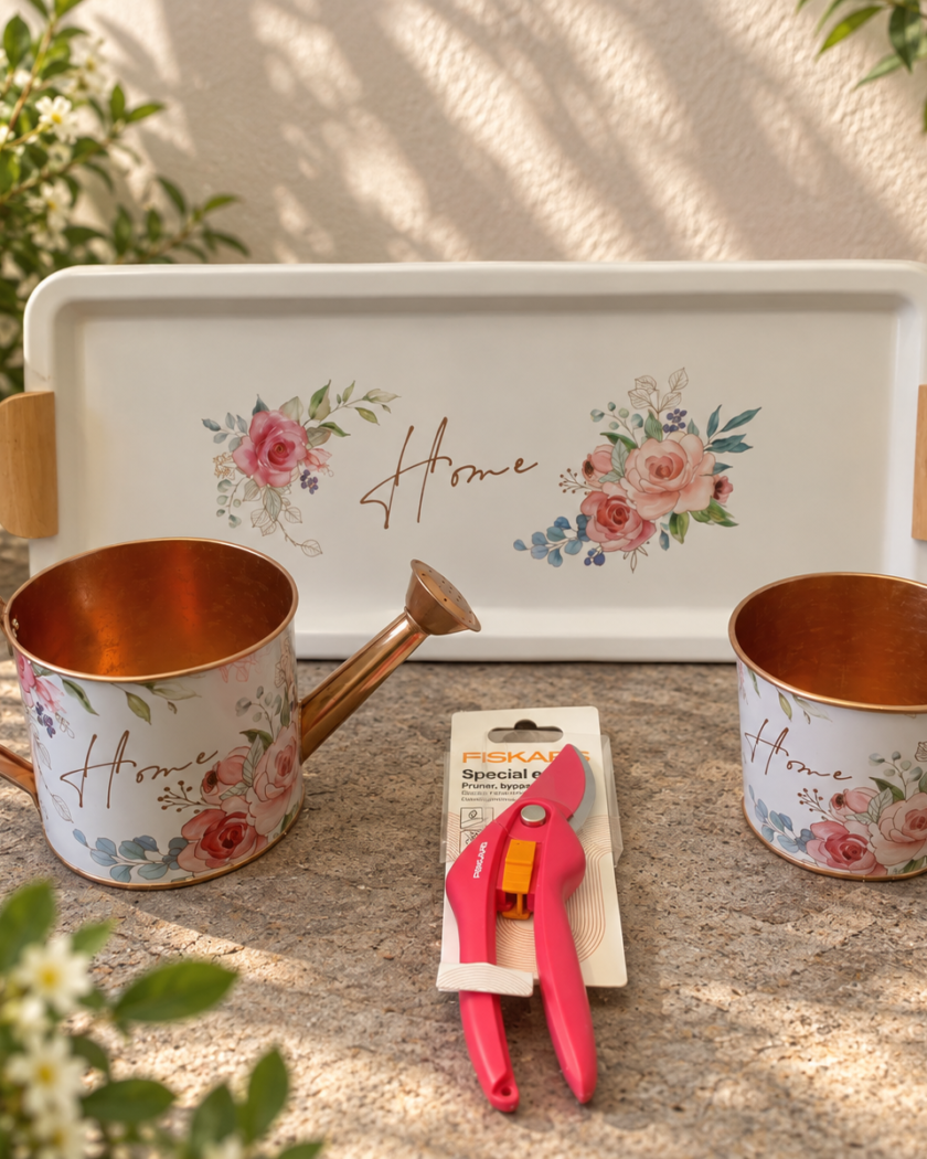 Home virágmintás kollekció + Fiskars metszőolló (pink)